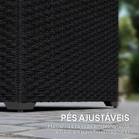 Outsunny Baú de Armazenamento Exterior de Ratã de 253L com Vara Hidráulica Forro com Fecho e Estrutura de Aço Preto(m-8)