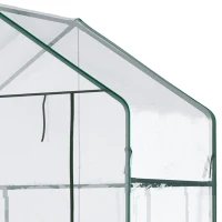 Outsunny Garden greenhouse 4 shelves steel PVC high-density 140 g/m² UV-resistant 142 x 73 x 195 cm transparent green(m-10)