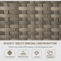 Outsunny Set Mobila de Gradina de 6 Piese din Ratan PE, Salon cu Canapea 3 Locuri, 2 Fotolii, 2 Taburete si Masa, Perne Detasabile si Lavabile, Gri(m-4)