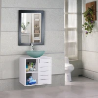 Kleankin Móvel para Lavatório Pousar Suspenso com 2 Prateleiras Abertas e Armário com Prateleira Ajustável 60x30x54 cm Branco(m-2)