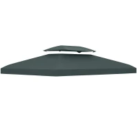 Outsunny 3x4m Gazebo Canopy Replacement Cover, 2 Tier Top Roof UV Cover Garden Patio Outdoor Sun Awning Shelters, Charcoal Grey (TOP COVER ONLY)(m-10)