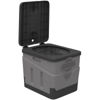 Outsunny WC Portatile da Campeggio con 12 Pacchetti Coagulanti e 12 Sacchetti di Smaltimento, 34x29x20 cm, Grigio Scuro(m-11)