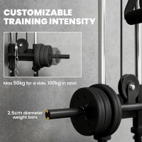 SPORTNOW Regulowana wieża siłowa 25-165 cm z podwójnymi wyciągami i adapterami 62 x 60 x 200 cm Czarny(m-6)