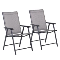Outsunny Set of Two Folding Garden Chairs - Grey(m-1)
