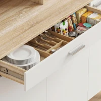 HOMCOM Dulap Înalt de Bucătărie cu 6 Uși și Sertar Mare Rafturi Blat Generos pentru Cuptor cu Microunde 120x40x175 cm Alb(m-5)