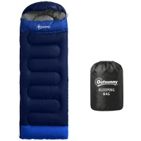 Outsunny Sac de Dormit Individual Ultraușor, Spațios, Termic, pentru Drumeții, Pescuit, Camping(m-1)