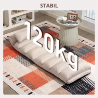 HOMCOM Fotoliu 1 loc convertibil cu spătar și suport de cap reglabile pe 5 poziții, 58x119x78cm, bej(m-3)