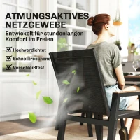 Outsunny Gartenmöbel Set Sitzgruppe 7-teilig Tisch mit 6 Atmungsaktiven Stühlen Hoche Rückenlehne Lamellendesign Holzoptik(m-5)