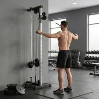 SPORTNOW Regulowana wieża siłowa 25-165 cm z podwójnymi wyciągami i adapterami 62 x 60 x 200 cm Czarny(m-8)