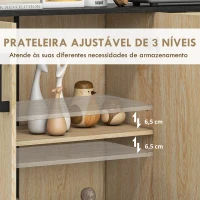 HOMCOM Aparador Estreito para Sala com 2 Portas, 2 Gavetas e Prateleira Ajustável 90x30x75,5 cm Natural e Preto(m-5)