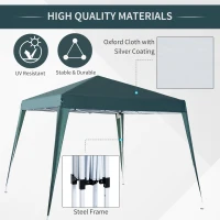Outsunny Pop-up Folding Garden Gazebo Canopy 2.4 x 2.4 m Steel Polyester UV-Resistant with Carry Bag Dark Green(m-4)