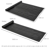Outsunny Malla Antihierbas 2x50 m Malla Antimaleza Malla Geotextil contra Malas Hierbas y Malezas 100 g/m² para Jardín Negro(m-3)