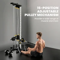 SPORTNOW Regulowana wieża siłowa 25-165 cm z podwójnymi wyciągami i adapterami 62 x 60 x 200 cm Czarny(m-7)