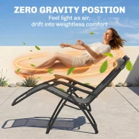 Outsunny 3pcs Folding Zero Gravity Chairs Sun Lounger Table Set w/ Cup Holders Reclining Garden Yard Pool, Light Grey(m-15)