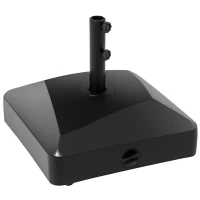 Outsunny Garden Parasol Base Holder, 43kg Water or 60kg Sand Filled, Outdoor Market Umbrella Stand Weight with Wheels and Brakes, Black(m-10)