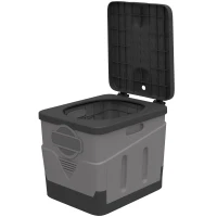 Outsunny WC Portatile da Campeggio con 12 Pacchetti Coagulanti e 12 Sacchetti di Smaltimento, 34x29x20 cm, Grigio Scuro(m-10)