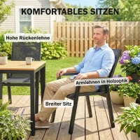Outsunny Gartenmöbel Set Sitzgruppe 7-teilig Tisch mit 6 Atmungsaktiven Stühlen Hoche Rückenlehne Lamellendesign Holzoptik(m-8)