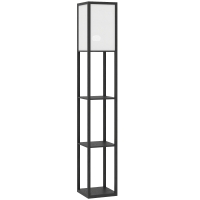 HOMCOM LED-vloerlamp met 3 planken, vloerlamp met voetschakelaar en E27-fitting voor woonkamer of slaapkamer - Zwart
