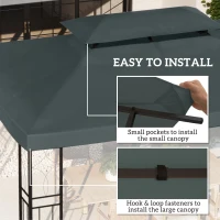 Outsunny 3x4m Gazebo Canopy Replacement Cover, 2 Tier Top Roof UV Cover Garden Patio Outdoor Sun Awning Shelters, Charcoal Grey (TOP COVER ONLY)(m-5)