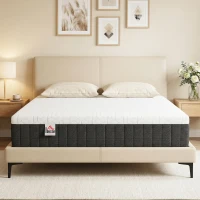 HOMCOM Colchão 140 x 190 cm, 25 cm de altura, espuma viscoelástica, molas ensacadas 7 zonas, firmeza média(m-2)