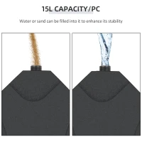 Outsunny 4-Piece Parasol Base Stand Weights for Banana Offset Umbrella, Water and Sand Filled, Up to 72kg, Black(m-5)