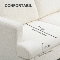 HOMCOM Canapea Modernă cu 2 Locuri din Catifea Chenille cu Perne Detașabile și Lavabile, 138x70x80 cm, Crem(m-7)