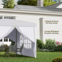 Outsunny 3 x 3m Pop Up Gazebo, Wedding Party Canopy Tent Marquee with Carry Bag and Windows, White(m-7)