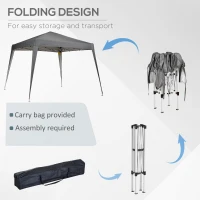 Outsunny Garden Canopy 3x3m Pop-up Folding Tent Steel Waterproof Polyester UV-Resistant with Carry Bag Gray(m-5)