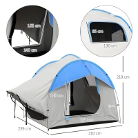 Outsunny SUV Car Tent for Camping, Waterproof PU2000mm, 5 Man Tailgate Tent, 2.4 x 2.1 m, Grey and Blue(m-3)