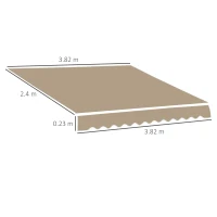 Outsunny Replacement Awning Fabric - Valance with Soft Waves - High-density Polyester 280 g/m² UV-resistant size 3.82L x 2.4l (projection) m beige(m-3)