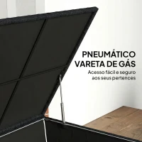 Outsunny Baú de Armazenamento Exterior de Ratã de 253L com Vara Hidráulica Forro com Fecho e Estrutura de Aço Preto(m-7)