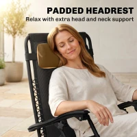 Outsunny 3pcs Folding Zero Gravity Chairs Sun Lounger Table Set w/ Cup Holders Reclining Garden Yard Pool, Black(m-9)