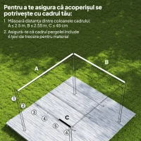 Outsunny Acoperiș pentru Gazebo Pergolă cu 10 Orificii de Drenaj din Poliester, 250x255 cm, pentru Pergolă 3x3m, Crem(m-4)