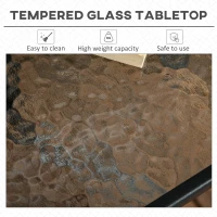 Outsunny Square Patio Table - Tempered Glass Top Bistro Table, Garden Dining Table, Outdoor Accent Coffee Table, 76 x 76cm, Steel Frame with Umbrella Hole(m-5)