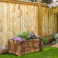 Outsunny Planter on Legs Flower Box dim. 70L x 35l x 30H cm Half-log Legs Slatted Pine Wood-look Body Carbonization-treated(m-11)