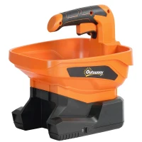 Outsunny Esparcidor Portátil 3,3 L 8 Niveles de Flujo Ancho Dispersión Ajustable Puerto USB para Césped Sal hasta 800 m² Naranja(m-11)