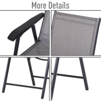 Outsunny Set of Two Folding Garden Chairs - Grey(m-8)