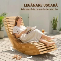 Outsunny Set de 2 Balansoare de Exterior, Șezlonguri Pliabile Ergonomice din Lemn de Acacia, Natural.(m-7)