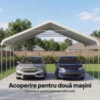 Outsunny Garaj 5x6m, Portabil, Cadru din Oțel Galvanizat pentru Mașini/Camioane, Crem(m-5)