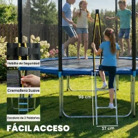 SPORTNOW Cama Elástica Exterior Ø366 cm Trampolín para Niños con Red de Seguridad Escalera y Acolchado de Muelles Azul(m-7)