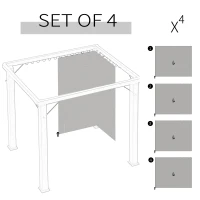 Outsunny Replacement Gazebo Curtains - 4-Panel Side Panels Only for 3 x 3 M Gazebos or Pergolas, with Hooks/C-Rings Included, Light Grey(m-4)