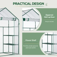 Outsunny Garden greenhouse 4 shelves steel PVC high-density 140 g/m² UV-resistant 142 x 73 x 195 cm transparent green(m-5)