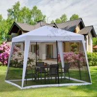 Outsunny 3 x 3m Screen House, Outdoor Gazebo Canopy, Sun Shade Event Shelter with Mesh Side Walls, Grey(m-2)