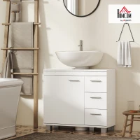 HOMCOM Bathroom Under-Sink Cabinet with Cupboard, Shelves and Drawers, White(m-10)