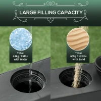 Outsunny Garden Parasol Base Holder, 43kg Water or 60kg Sand Filled, Outdoor Market Umbrella Stand Weight with Wheels and Brakes, Black(m-4)