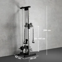 SPORTNOW Wall Mount Cable Machine, 15 Positions Adjustable Cable Crossover Machine Dual Pulley System for Home Gym(m-3)