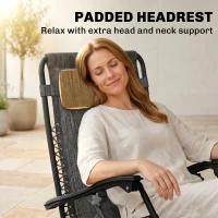 Outsunny 3pcs Folding Zero Gravity Chairs Sun Lounger Table Set w/ Cup Holders Reclining Garden Yard Pool, Light Grey(m-20)