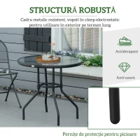 Outsunny Masă de Grădină Rotundă cu Orificiu, 80cm, Neagră(m-6)