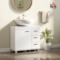 HOMCOM Bathroom Under-Sink Cabinet with Cupboard, Shelves and Drawers, White(m-9)