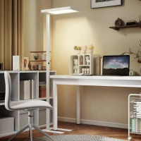 HOMCOM Lampadaire sur pied salon LED dimmable spectre complet pour le soin des yeux télécommande 60 x 32 x 196 cm blanc(m-10)